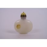 A Chinese white jade snuff bottle, 2½" high