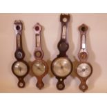 Four C19th banjo barometers, for restoration, largest 42" high