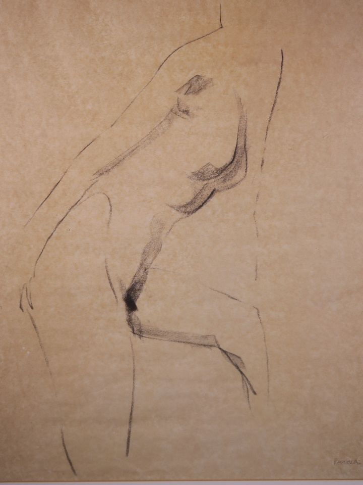John McCombe Reynolds, charcoal sketch of a nude, pencil signed and blind stamped, 17½" x 22½"