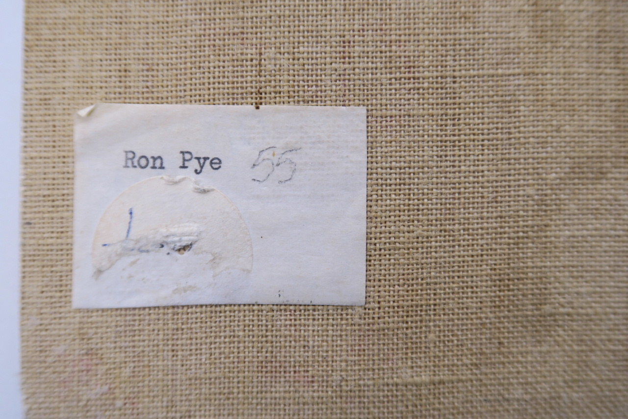 A framed studio pottery plaque, bears label verso 'Ron Pye, 55', 5½" x 10" - Image 3 of 3