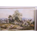 Two C19th watercolours, figures in a rural landscape signed Henry Jutsum, 13" x 8", and a Philip