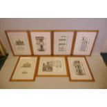 A collection of seven architectural colour engravings, largest 15" x 19½"