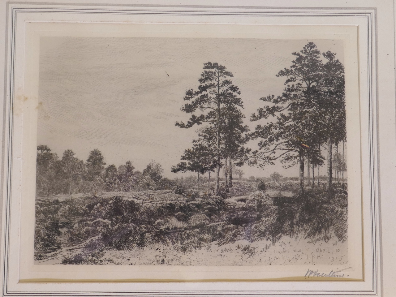 John Postle Heseltine, five signed etchings of rural landscape scenes, pencil signed, largest 12" - Image 6 of 7