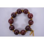 A horn beaded bracelet, 3½" diameter