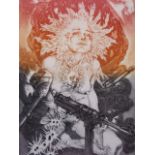Two limited edition colour etchings titled 'Fire', both pencil signed indistinctly and dated 1976,