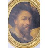 An antique gilt framed oil portrait of a Dutch gentleman, 11" x 14½"