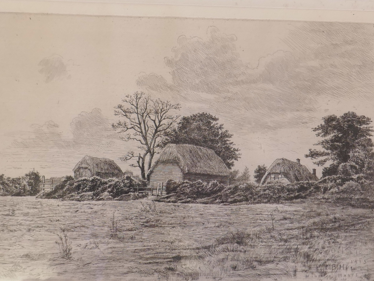 John Postle Heseltine, five signed etchings of rural landscape scenes, pencil signed, largest 12"