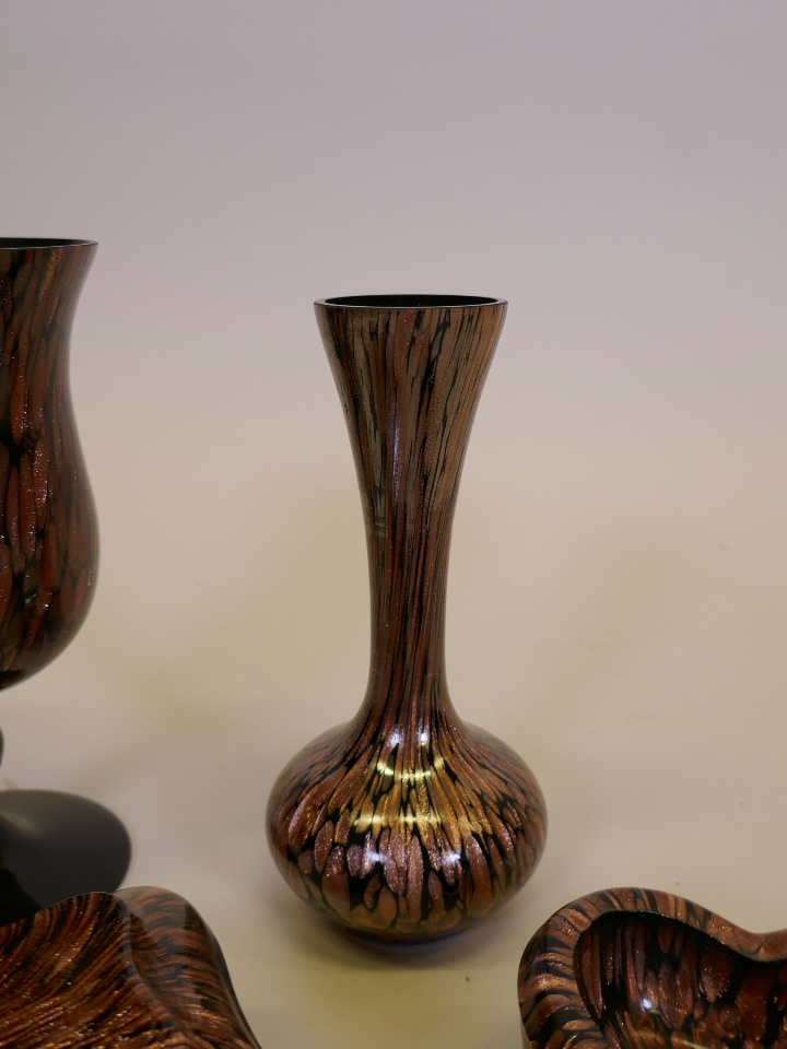 A collection of Murano glass with copper aventurine decoration, probably by Vincenzo Nason, vase 6½" - Image 3 of 4