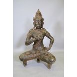 A large antique Khmer bronze Buddha, 41" high