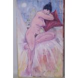 A.E. Hance, oil on canvas, study of a female nude, 24" x 40"