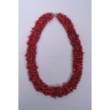 A coral shard beaded necklace, 20" long