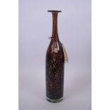 A Mdina glass bottle vase with original label, 14½" high