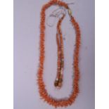 A coral necklace, 24" long, together with a string of coral beads (2)