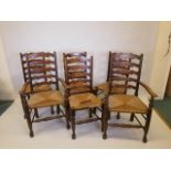 A set of six Lancashire ladderback chairs (4 plus 2), 42½" high