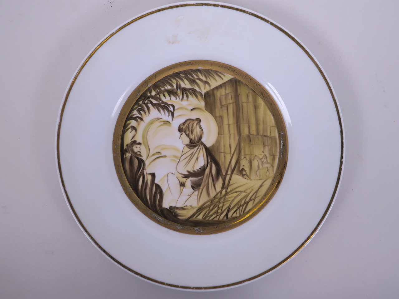 A porcelain cabinet plate decorated with fairy tale illustration, marked to base, 10½" diameter