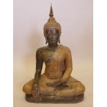 A Thai bronze of Buddha seated in meditation with gilt patina, 29½" high