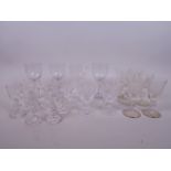 A set of six miniature C19th cordial glasses, 3" high, together with fifteen various cordial glasses