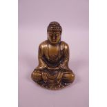 A Sino-Tibetan bronze of Buddha, double vajra mark to base, 3½" high