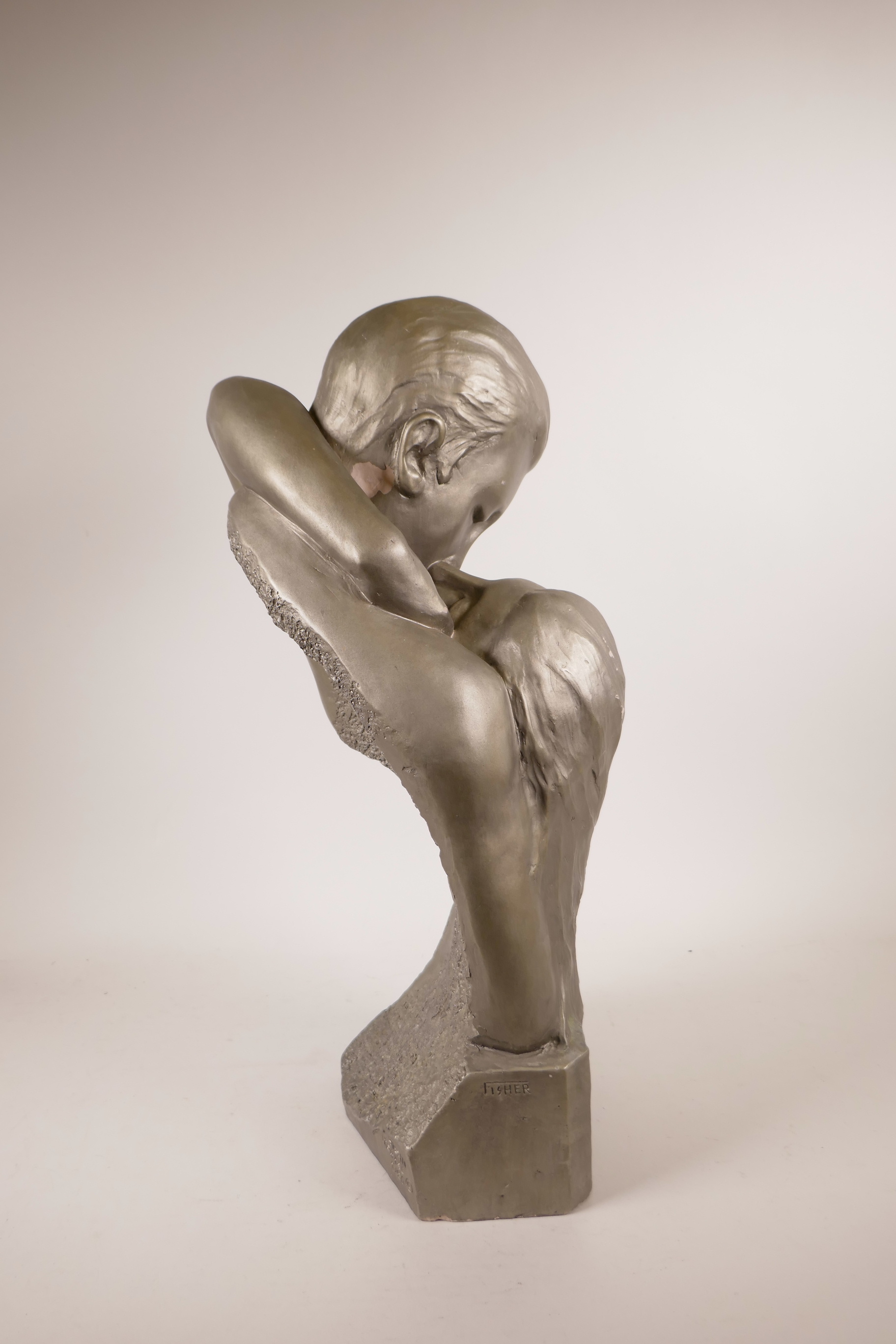 An Austin Productions Inc. painted plaster sculpture 'The Lover's Kiss', after Fisher, dated 1986, - Image 2 of 5