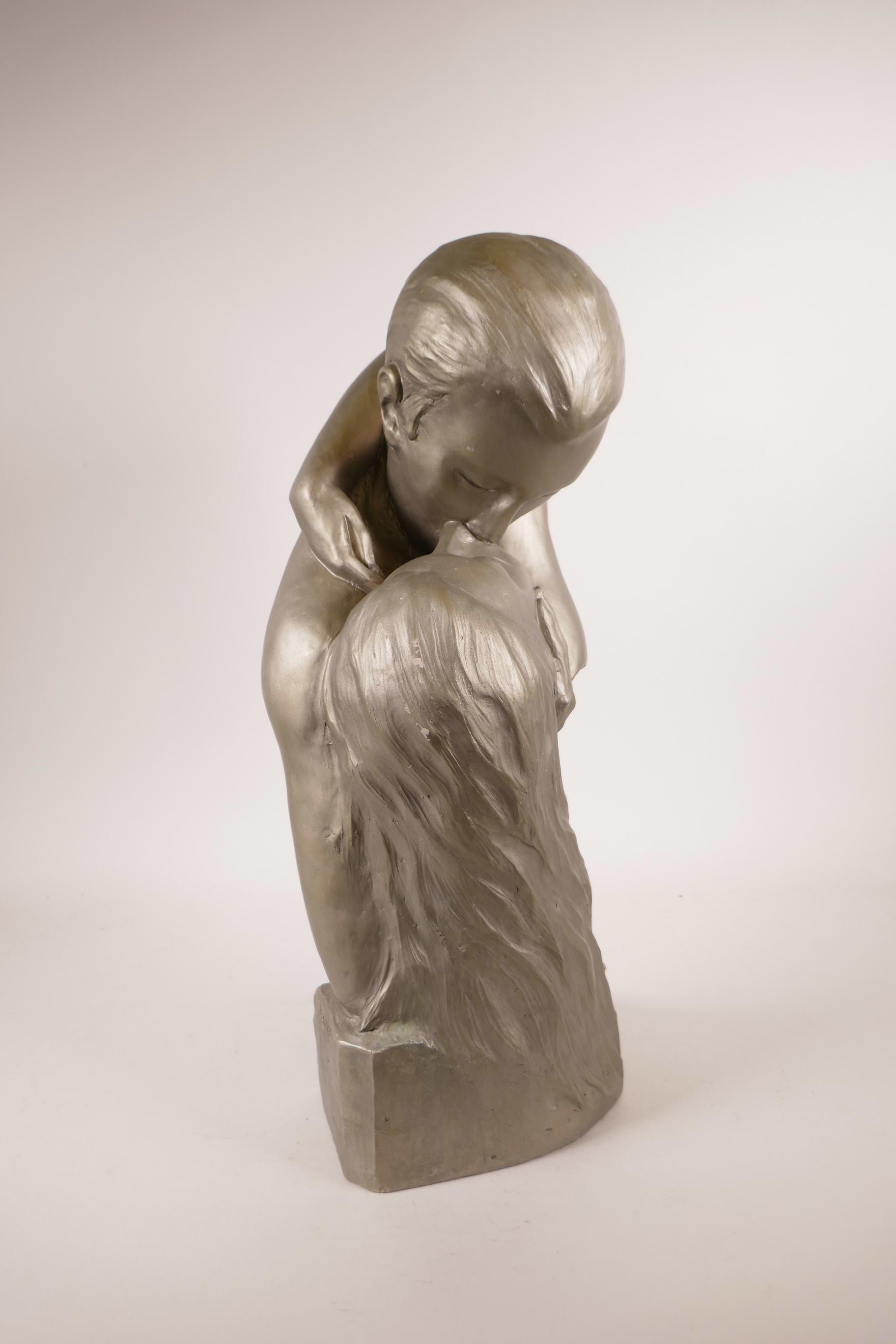 An Austin Productions Inc. painted plaster sculpture 'The Lover's Kiss', after Fisher, dated 1986, - Image 3 of 5