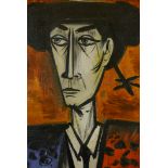 In the manner of Bernard Buffet, matador, oil on canvas laid on board, 9" x 12", in a Watts type