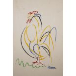 Picasso, five colour screen print of a rooster, 12" x 15½"
