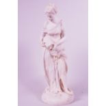 A classical style Parian figurine of a lady with a pitcher, 13" high