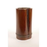 A Chinese lacquered bamboo brush pot, 6" high