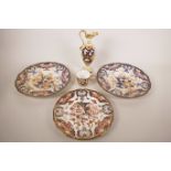 A pair of C19th Bloor Derby 10" plates decorated in the traditional Japan pattern, together with