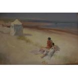 In the manner of R. Le Rossett, oil on canvas laid on board, landscape with beach, signed, 20" x 30"