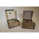 A Dansette Bermuda portable record player and a Pye player of similar vintage