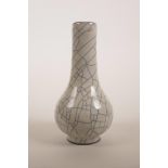 A Chinese grey crackleware bottle vase, 7" high