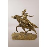 After Claire Jeanne Roberte Colinet, Valkyrie, into the unknown" agilt bronze and bone figure, the