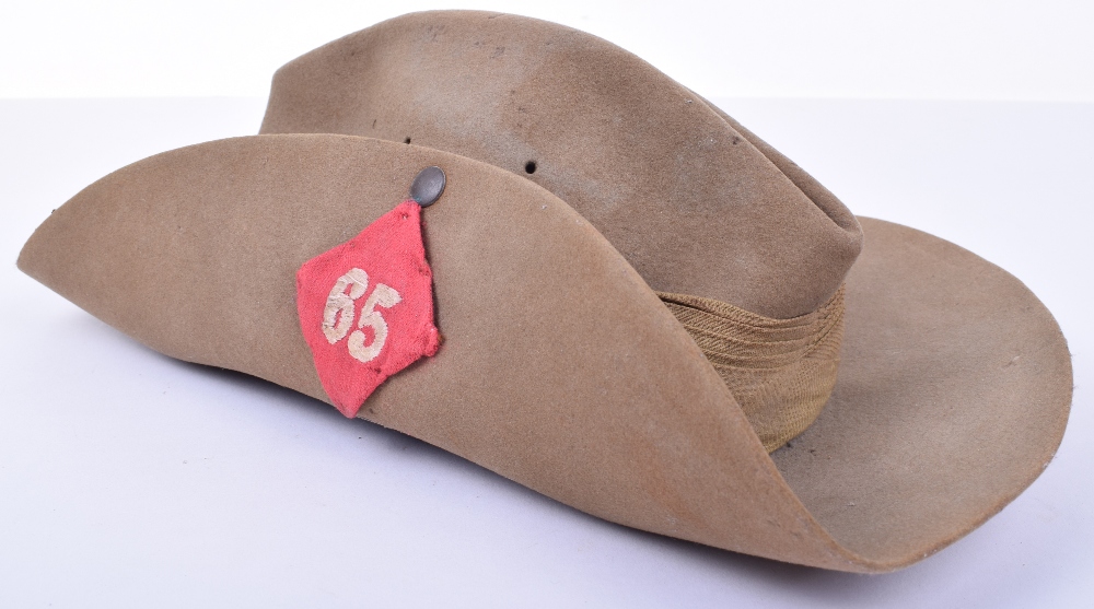 Rare WW2 British 2nd Battalion York & Lancaster Regiment 65th Column 14th Chindit Brigade Slouch Hat - Image 3 of 6