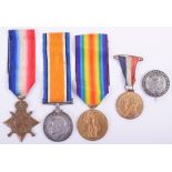 Great War Durham Light Infantry 1914-15 Star Medal Trio and Silver War Badge