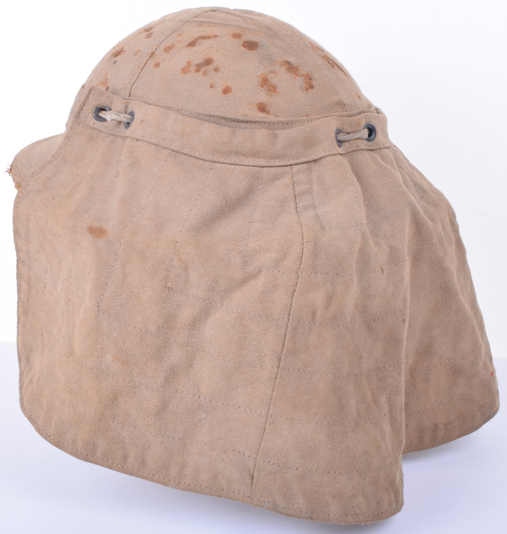 WW1 British Steel Combat Helmet with Original Cloth Cover and Neck Flap - Image 5 of 10