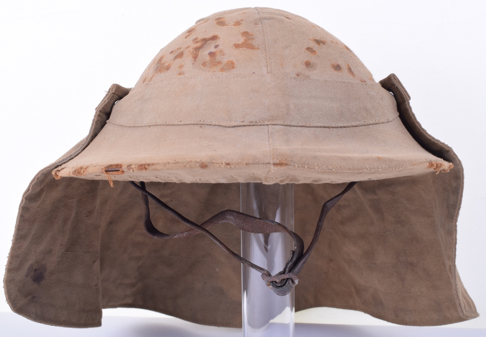 WW1 British Steel Combat Helmet with Original Cloth Cover and Neck Flap - Image 3 of 10