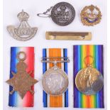 WW1 Durham Light Infantry 1914-15 Star Medal Trio