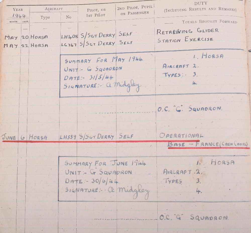 WW2 Glider Pilots Insignia, Badge & Flying Log Book Grouping of Sergeant A H Midgley Army Air Corps - Image 12 of 15