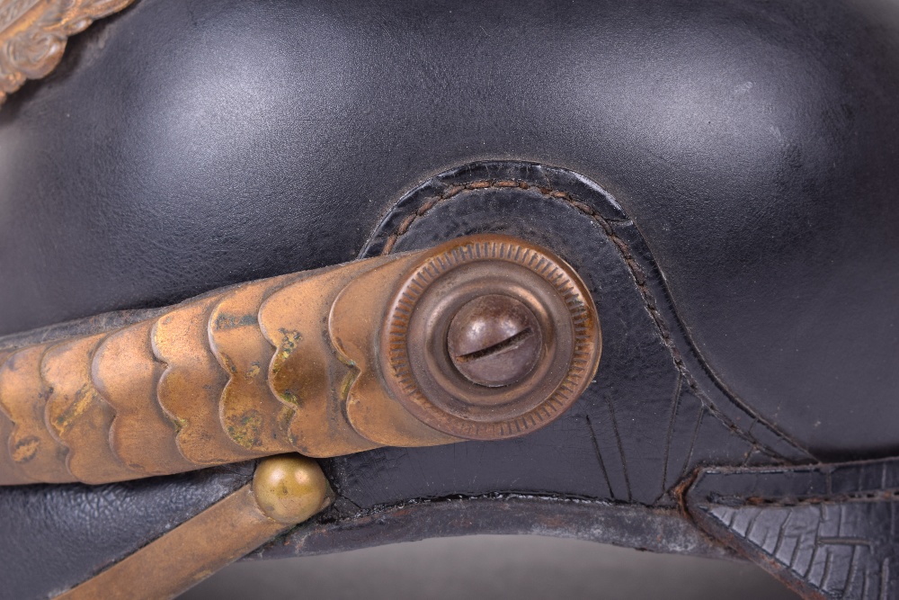 Prussian Foot Artillery Pickelhaube Helmet Complete with Original Trench Cover - Image 11 of 22