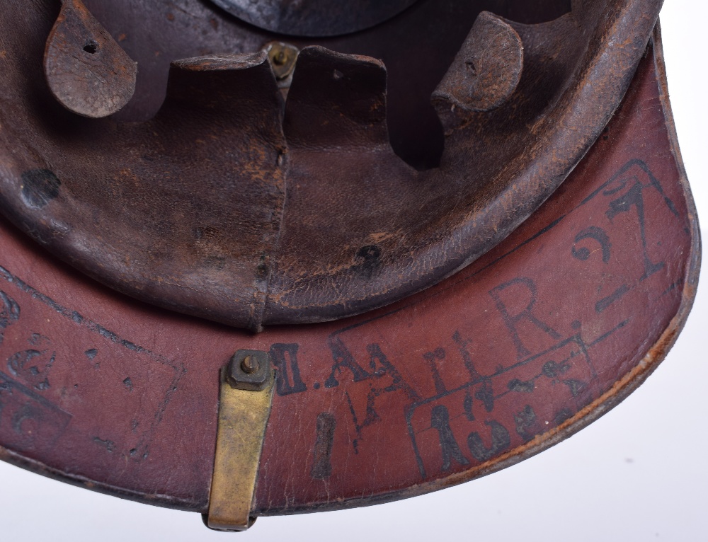 Prussian Foot Artillery Pickelhaube Helmet Complete with Original Trench Cover - Image 15 of 22