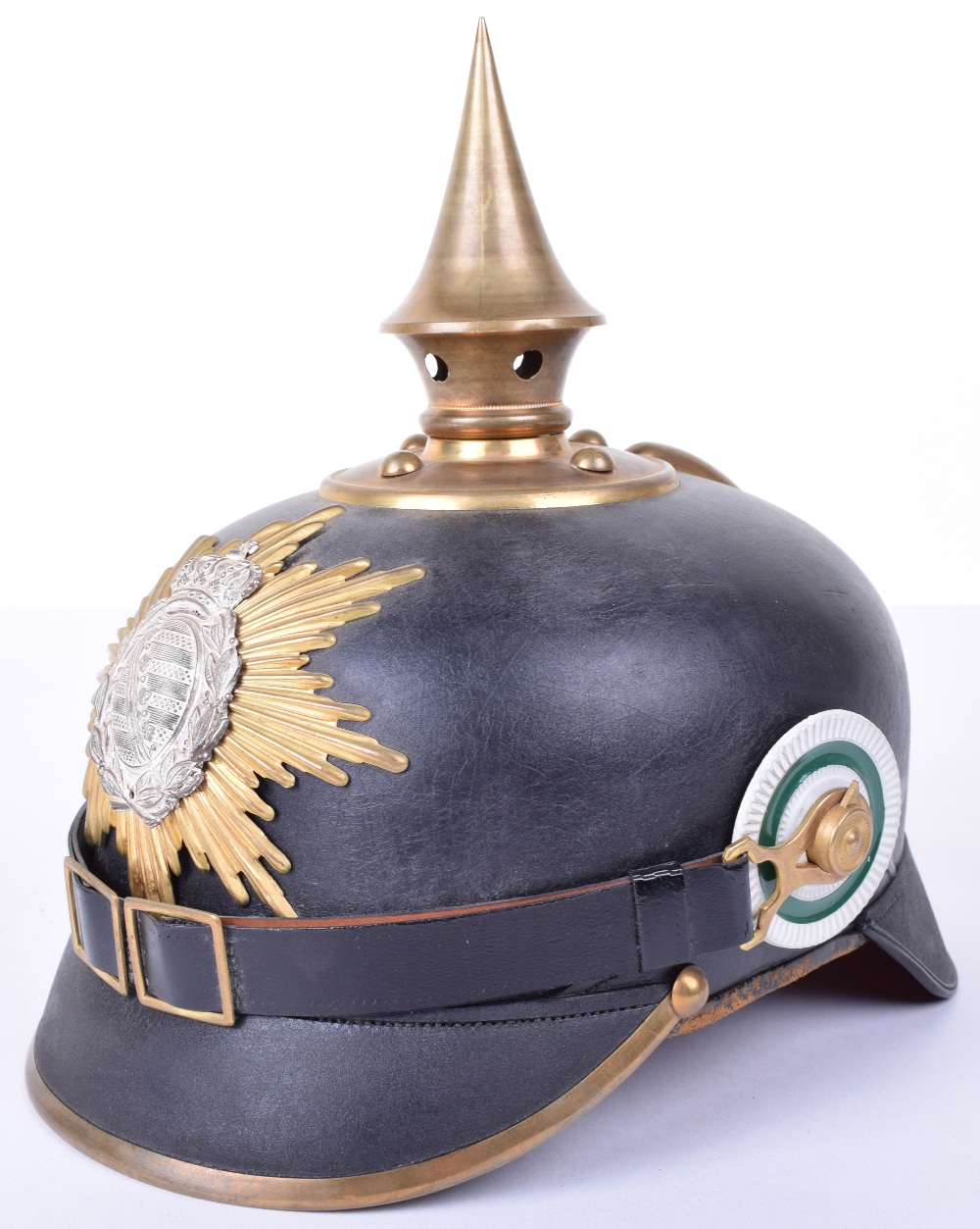 Saxon One Year Volunteer Pickelhaube with Original Trench Cover - Image 8 of 18