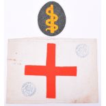 WW1 German Red Cross Armband and Medical Officers Cloth Arm Badge