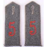 Matched Pair of Regiment 5 M.15 Field Grey Tunic Shoulder Boards