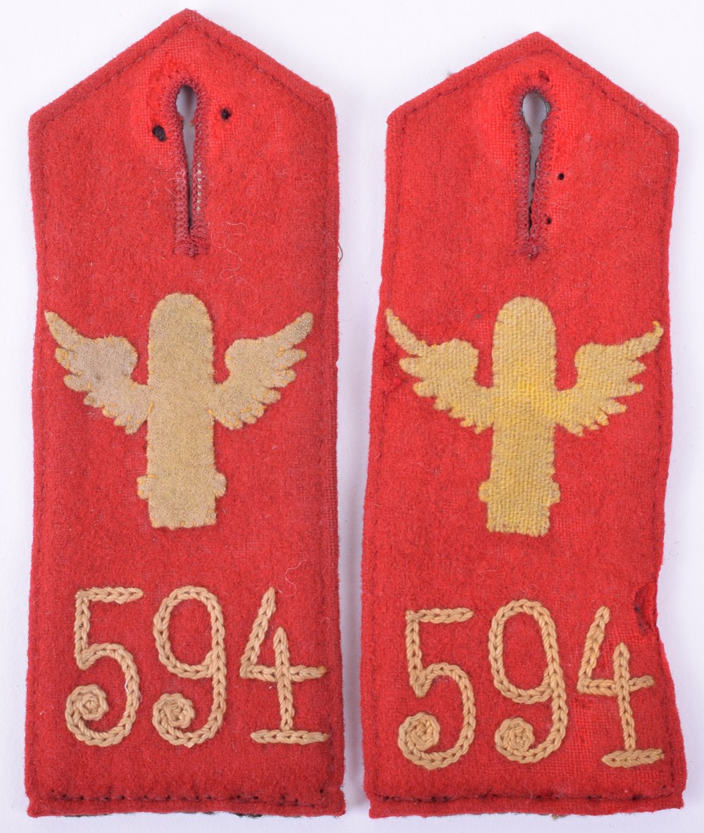 Matched Pair of Field Artillery Regiment 594 Field Grey Tunic Shoulder Boards
