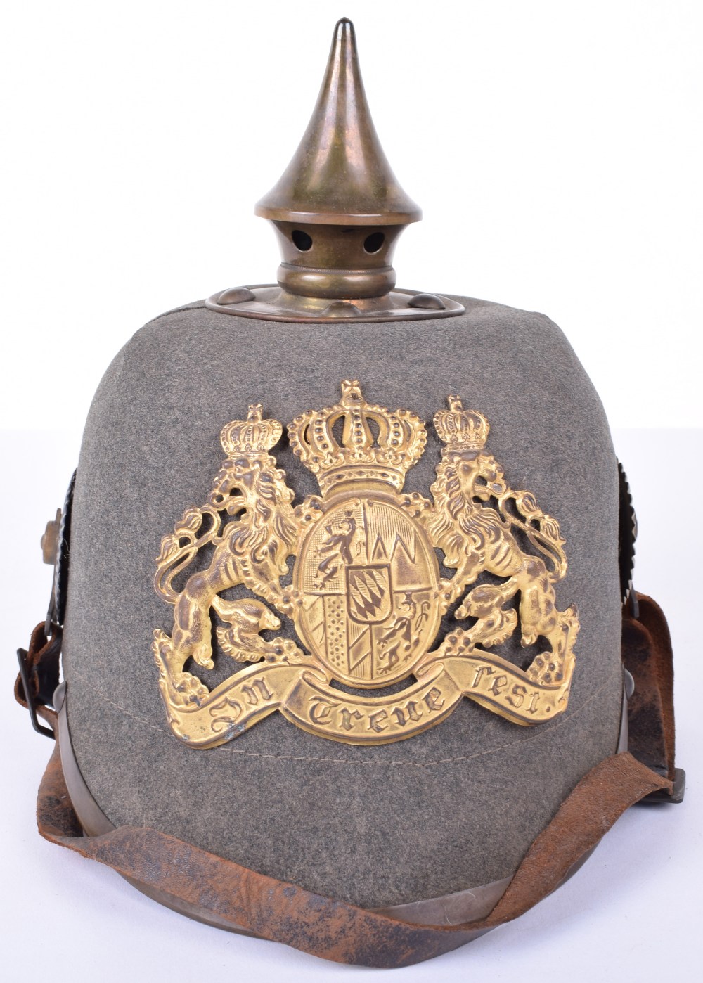 Bavarian Other Ranks Ersatz Felt Pickelhaube with Original Trench Cover - Image 7 of 26