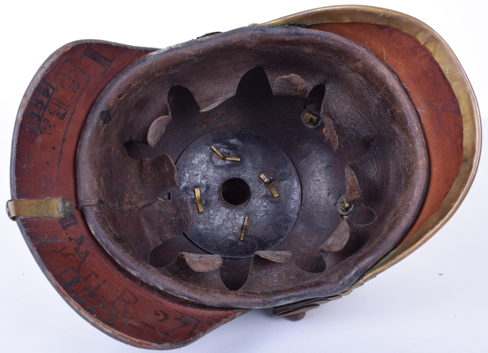 Prussian Foot Artillery Pickelhaube Helmet Complete with Original Trench Cover - Image 14 of 22