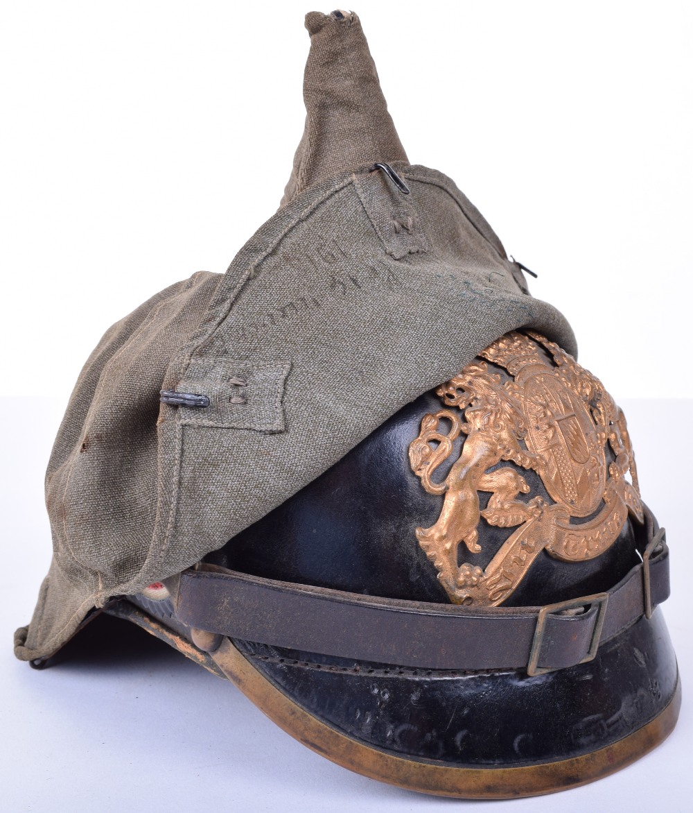 Bavarian 2nd Infantry Regiment Other Ranks Pickelhaube Complete with Original Trench Cover - Image 6 of 26