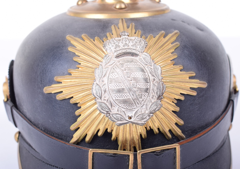 Saxon One Year Volunteer Pickelhaube with Original Trench Cover - Image 13 of 18