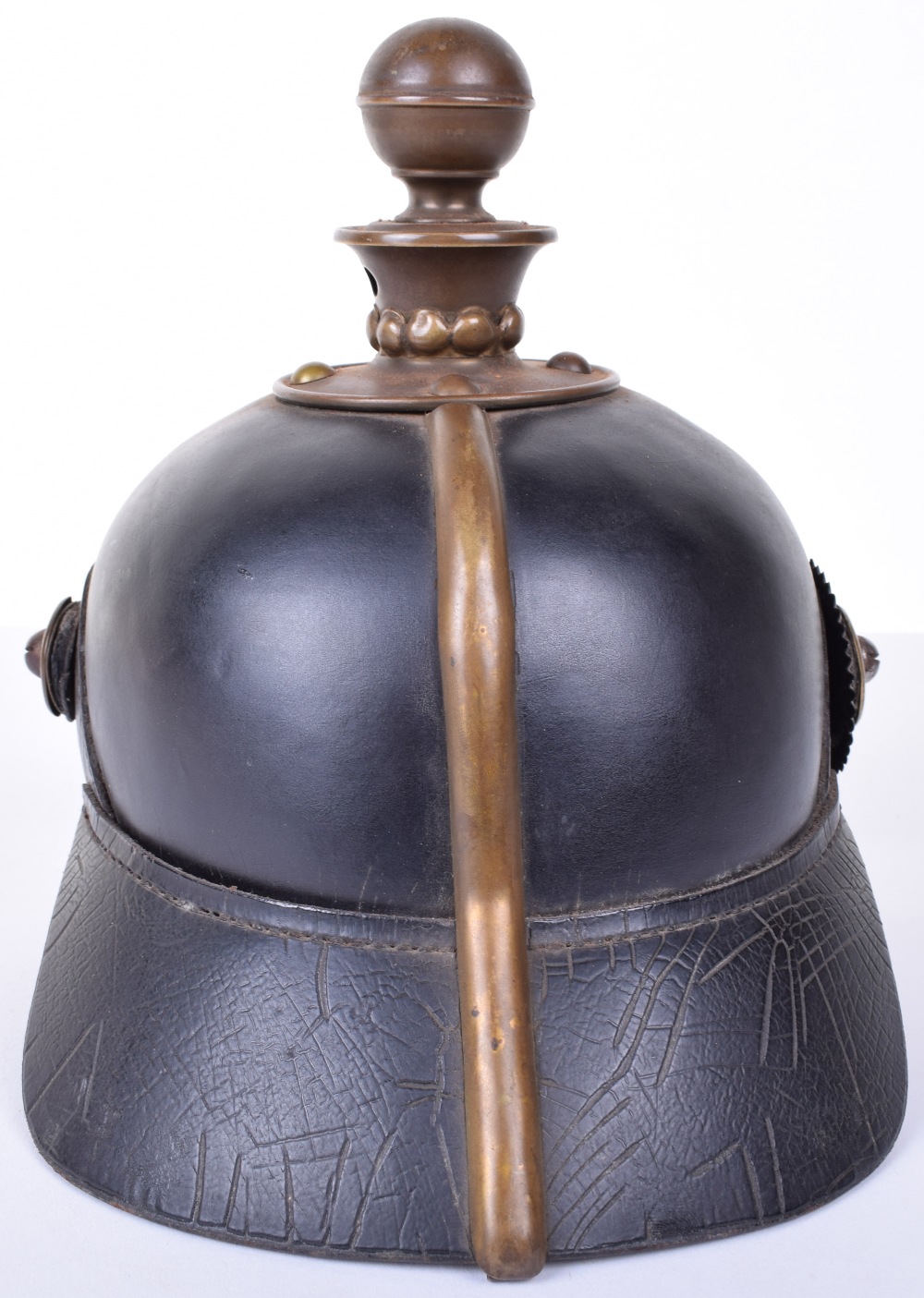 Prussian Foot Artillery Pickelhaube Helmet Complete with Original Trench Cover - Image 10 of 22